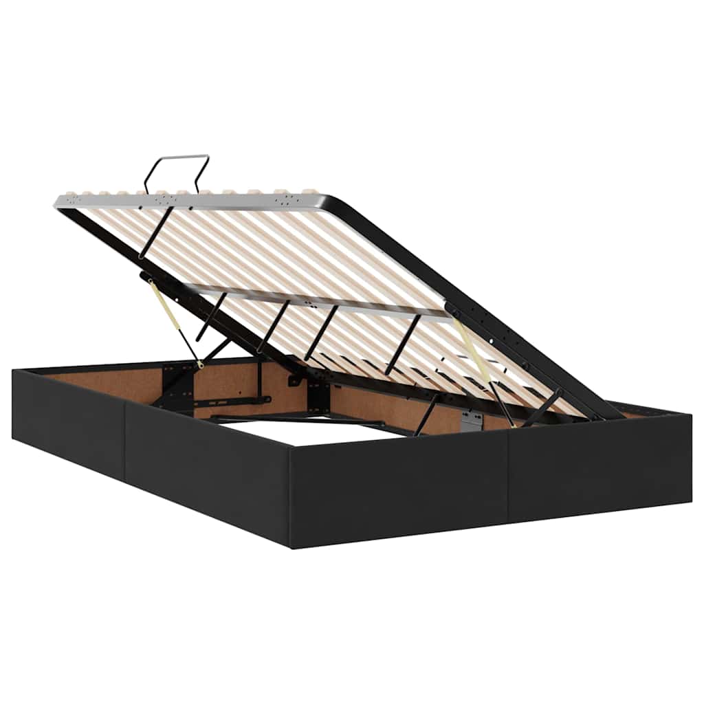 Förvaringssäng med LED med madrass Svart 120 x 200 cm Sammet