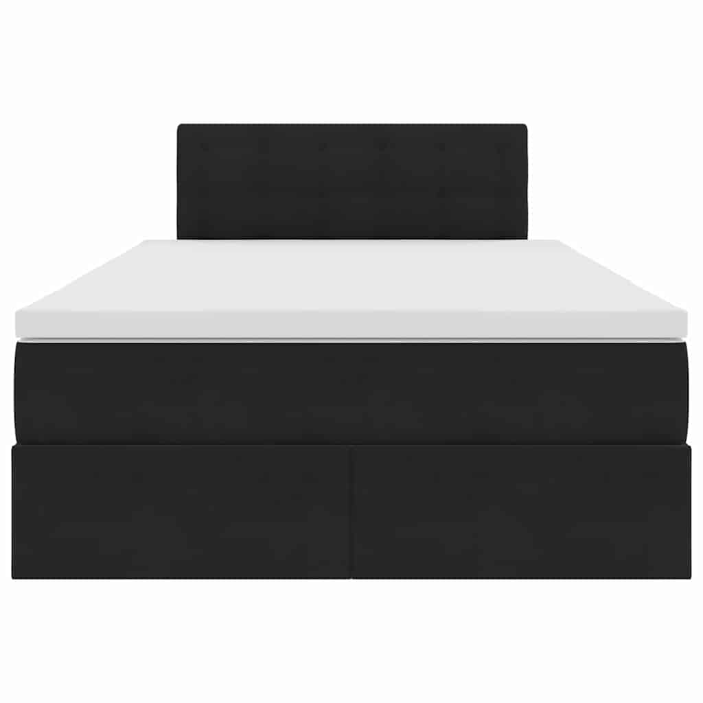Förvaringssäng med LED med madrass Svart 120 x 200 cm Sammet