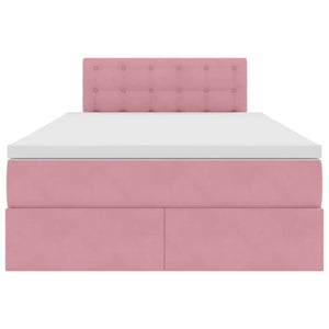 Förvaringssäng med LED med madrass Rosa 120 x 200 cm Sammet