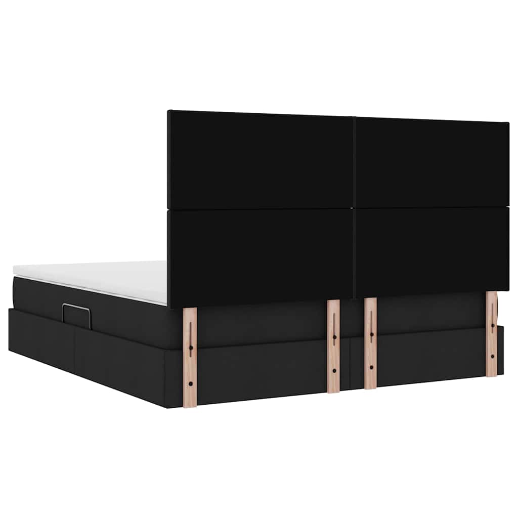 Förvaringssäng med madrass Svart 180 x 200 cm Polyester