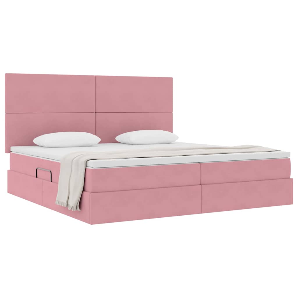 Förvaringssäng med madrass med lagring Rosa 200 x 200 cm Sammet