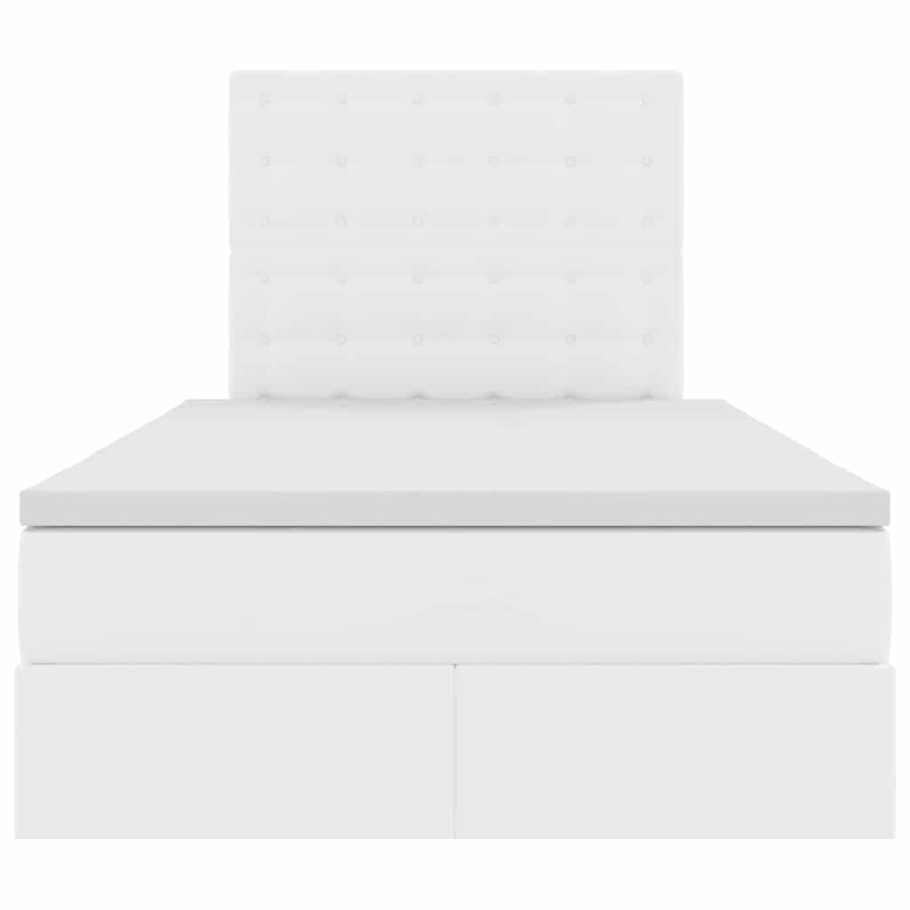 Förvaringssäng med LED Ren Vit 120 x 200 cm Konstläder