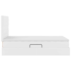 Förvaringssäng med LED Ren Vit 120 x 200 cm Konstläder