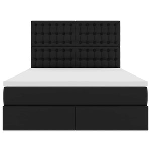 Säng med LED -remsljus med huvudgavel Svart 140 x 190 cm PVC