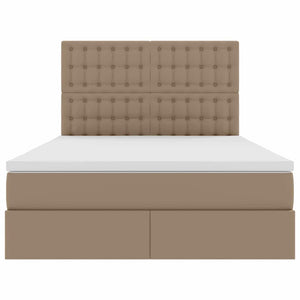 Förvaringssäng med LED Cappucino 140 x 190 cm Konstläder