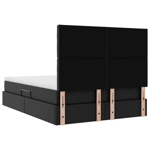 Förvaringssäng med LED Svart 140 x 200 cm Konstläder