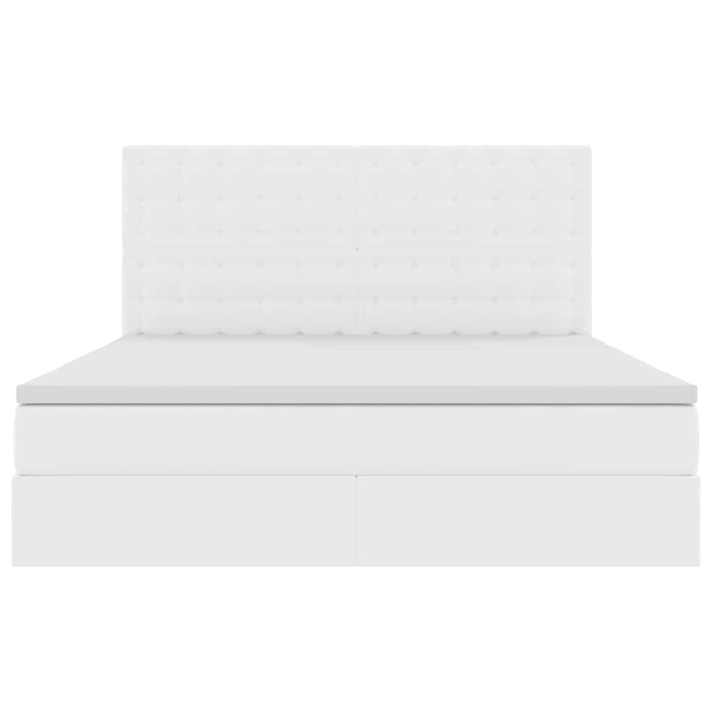 Förvaringssäng med LED Ren Vit 160 x 200 cm Konstläder