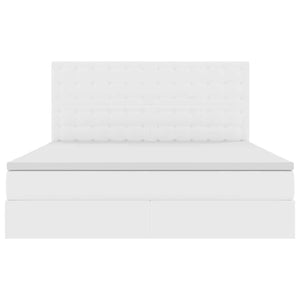 Förvaringssäng med LED Ren Vit 180 x 200 cm Konstläder