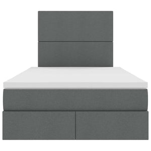 Förvaringssäng med LED Mörkgrå 120 x 200 cm Polyester