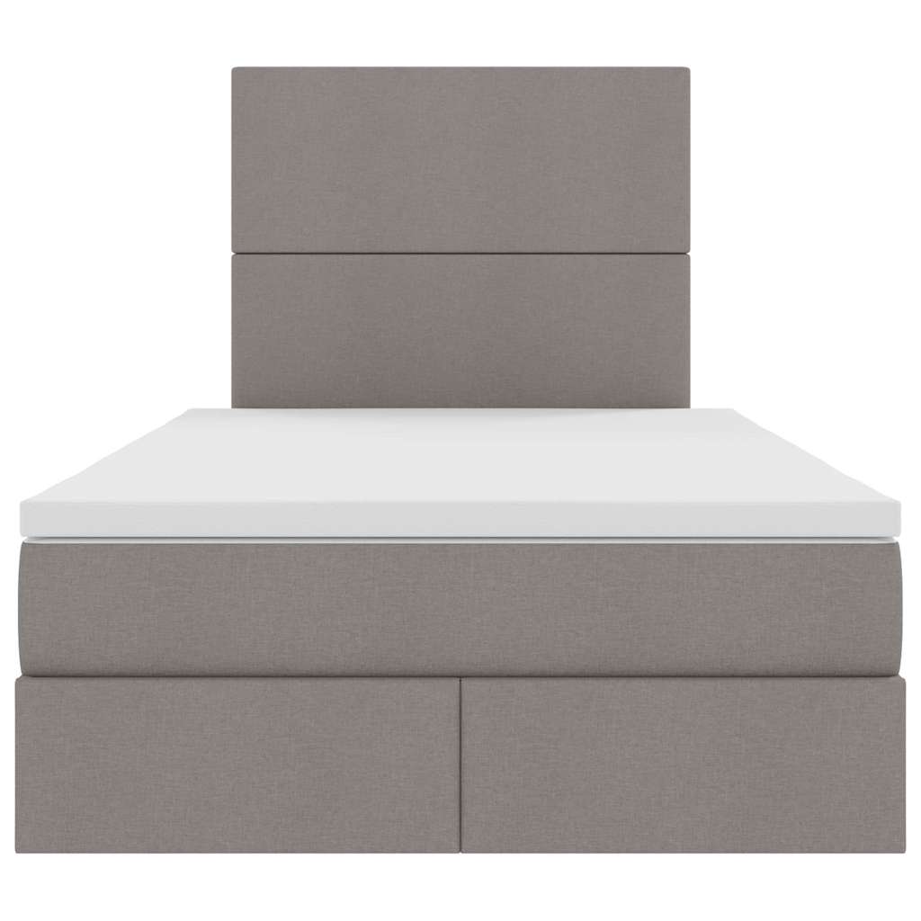 Förvaringssäng med LED med madrass Taupe 120 x 200 cm Polyester