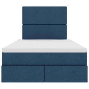 Förvaringssäng med LED med madrass Blå 120 x 200 cm Polyester