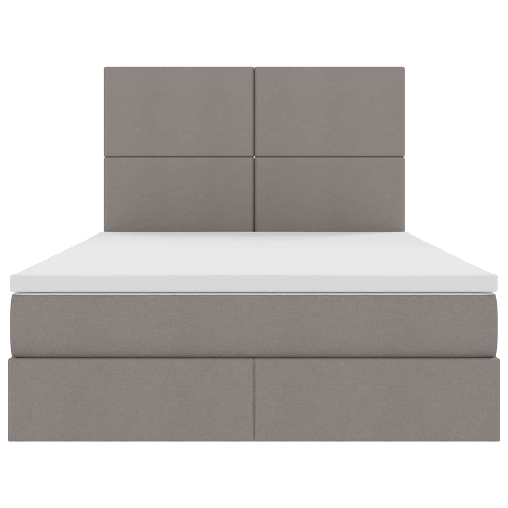 Förvaringssäng med LED med madrass Taupe 140 x 190 cm Polyester