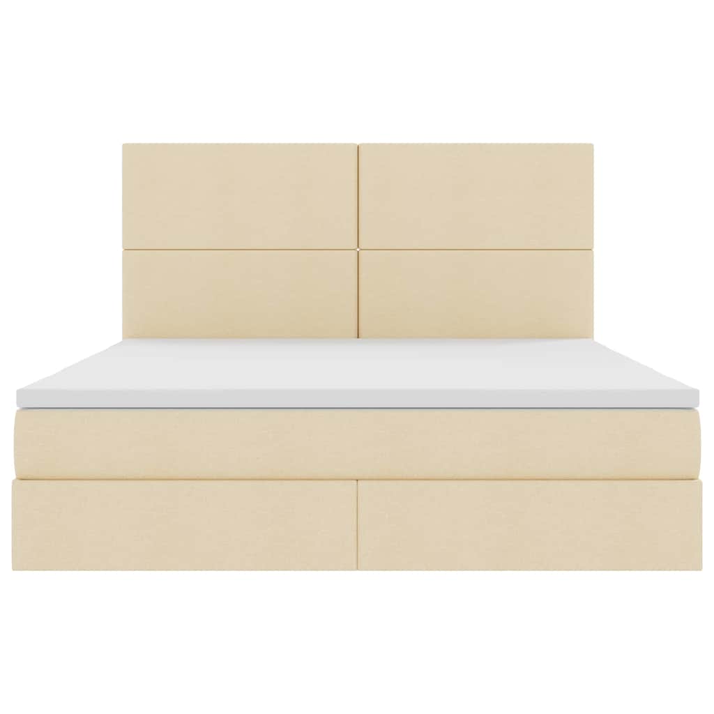 Förvaringssäng med LED med madrass Kräm 160 x 200 cm Polyester