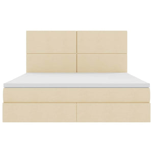 Förvaringssäng med LED med madrass Kräm 160 x 200 cm Polyester