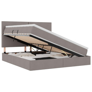 Förvaringssäng med LED med madrass Taupe 180 x 200 cm Polyester