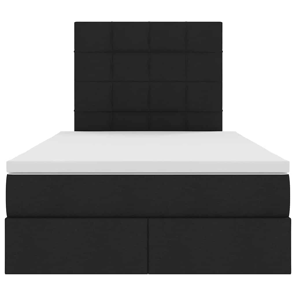 Förvaringssäng med LED med madrass Svart 120 x 200 cm Polyester