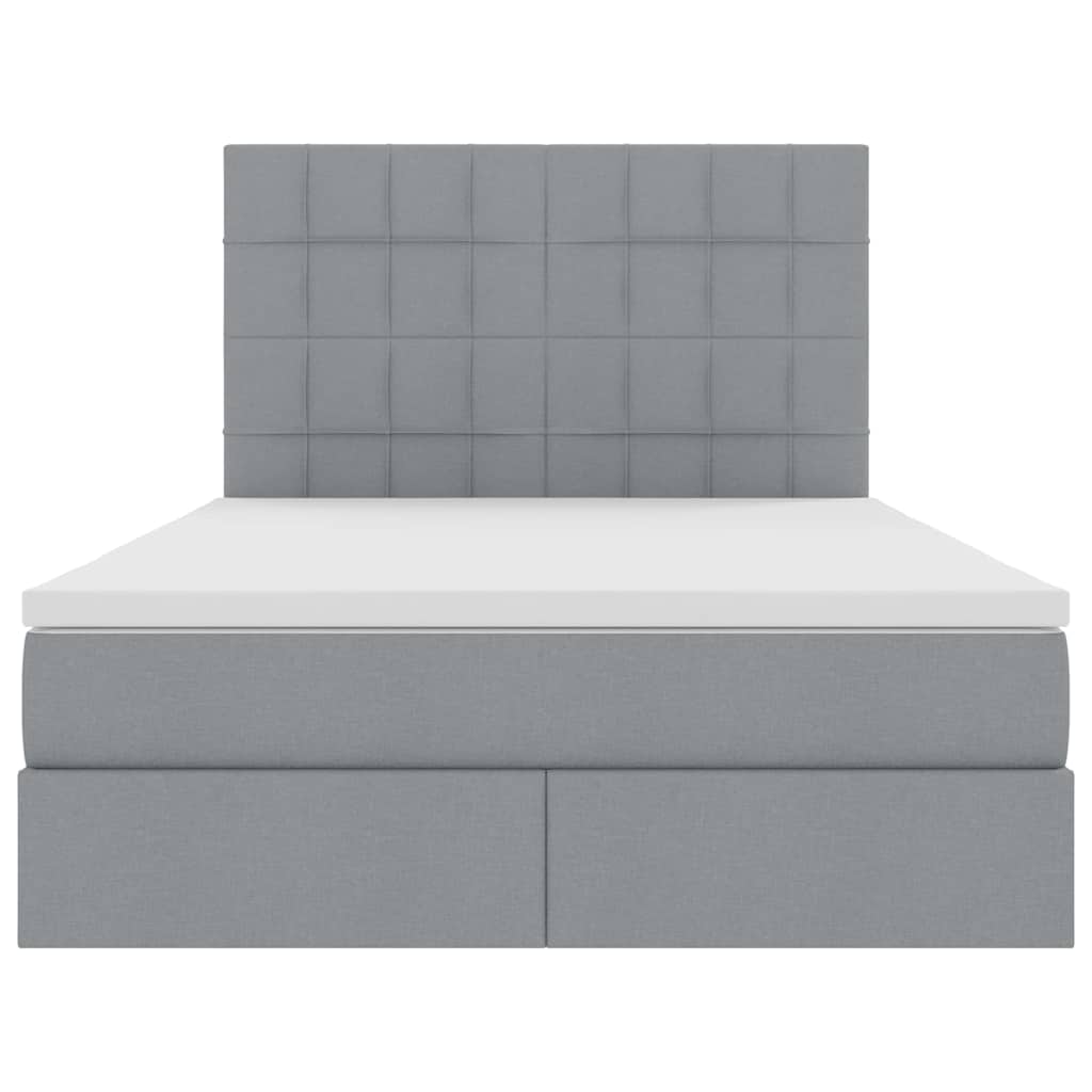 Förvaringssäng med LED Ljusgrå 140 x 200 cm Polyester