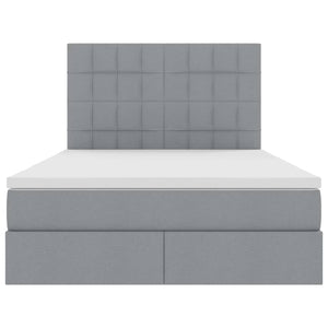 Förvaringssäng med LED Ljusgrå 140 x 200 cm Polyester