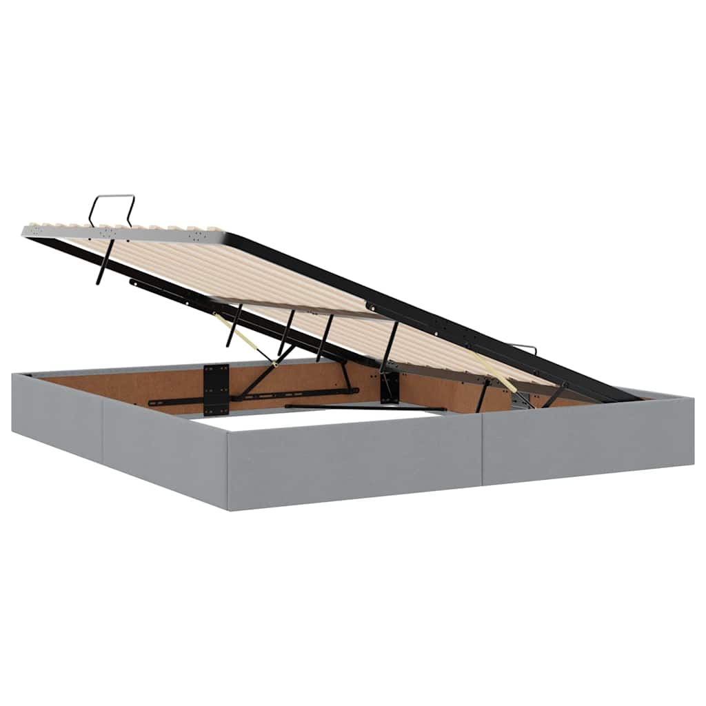 Förvaringssäng med LED Ljusgrå 180 x 200 cm Polyester