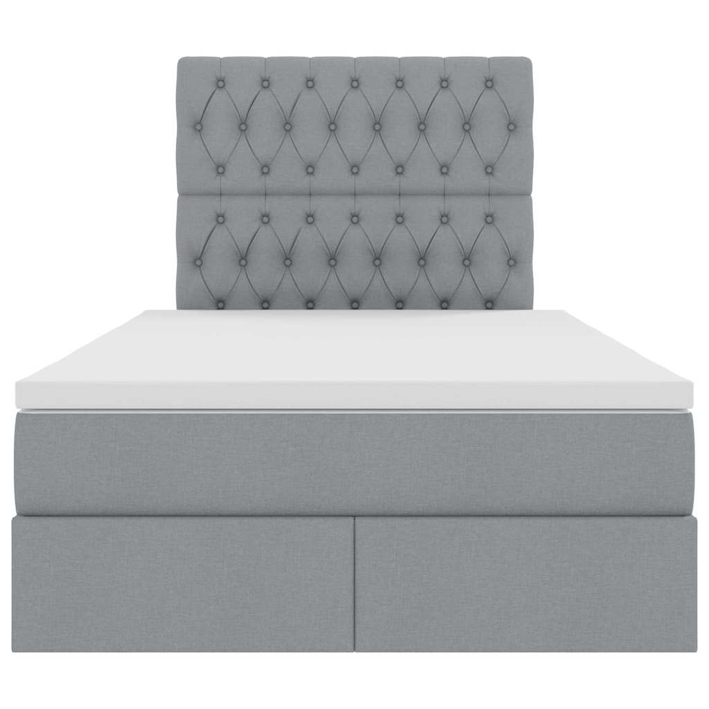 Förvaringssäng med LED Ljusgrå 120 x 200 cm Polyester