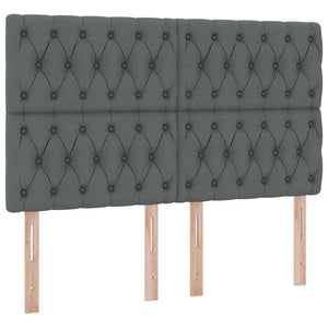 Förvaringssäng med LED Mörkgrå 140 x 190 cm Polyester