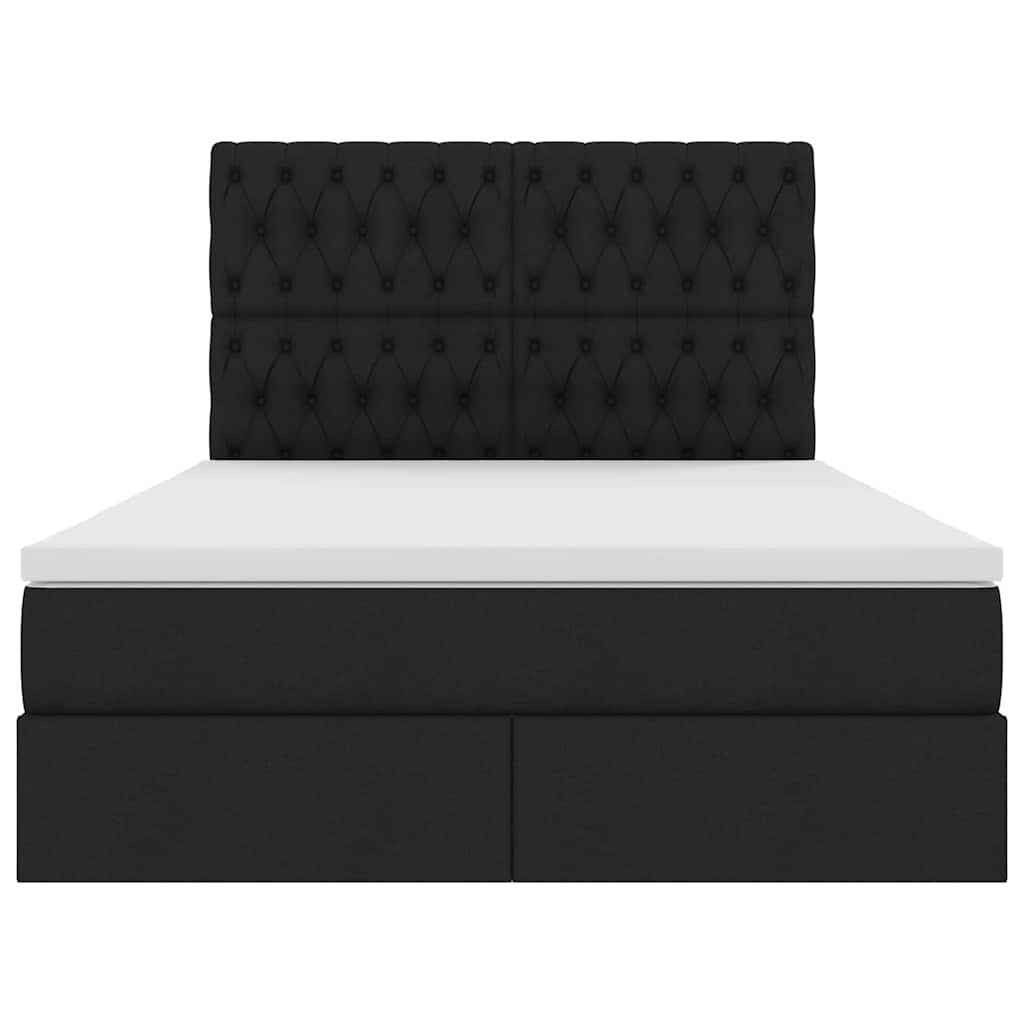 Förvaringssäng med LED med madrass Svart 140 x 190 cm Polyester