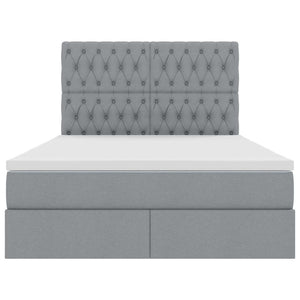 Förvaringssäng med LED Ljusgrå 140 x 200 cm Polyester