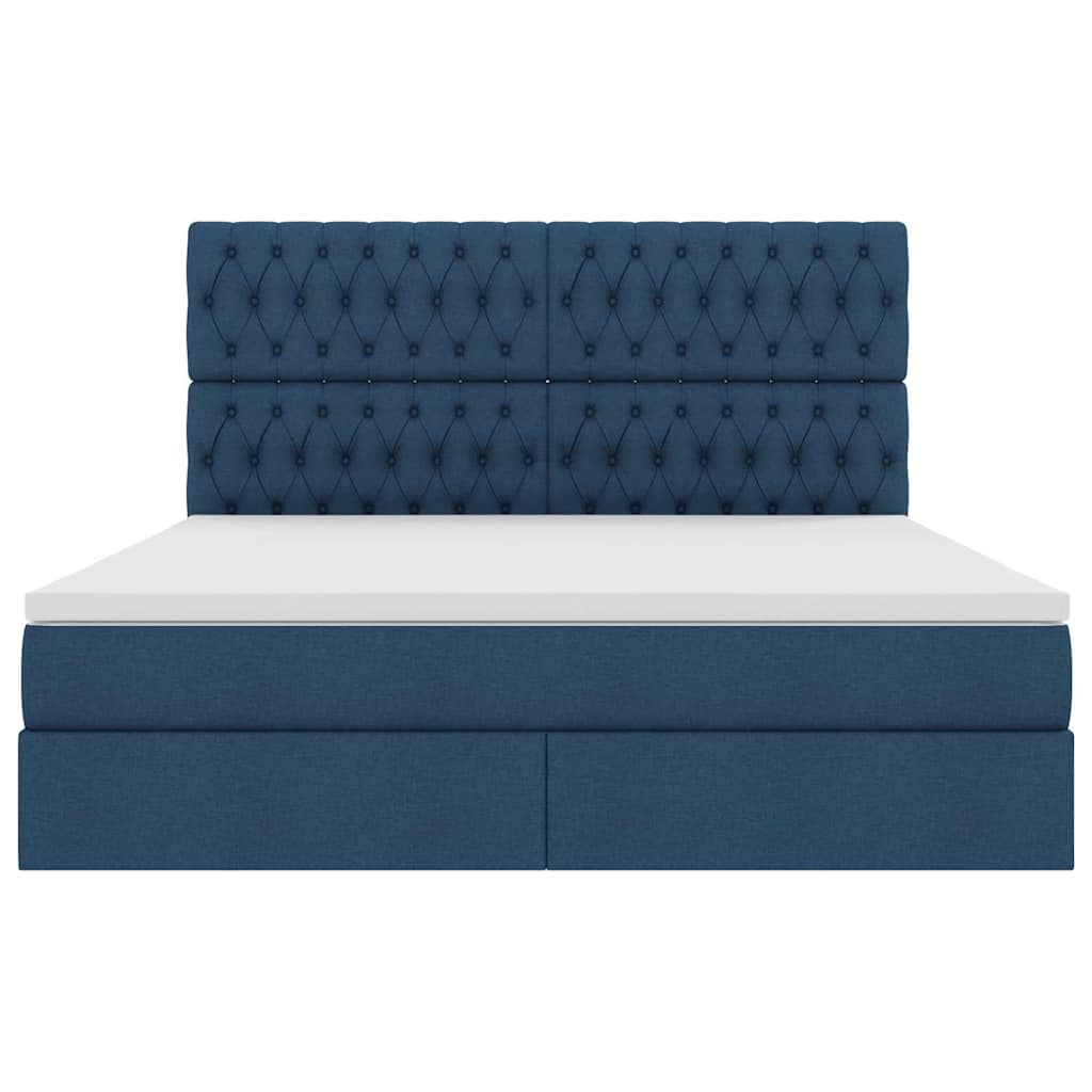 Förvaringssäng med LED med madrass Blå 160 x 200 cm Polyester