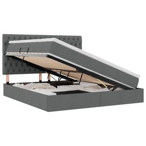 Förvaringssäng med LED Mörkgrå 180 x 200 cm Polyester