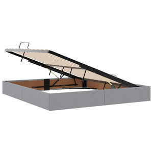 Förvaringssäng med LED Ljusgrå 160 x 200 cm Polyester