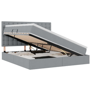 Förvaringssäng med LED Ljusgrå 180 x 200 cm Polyester
