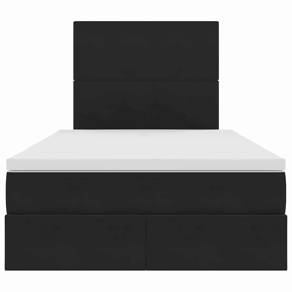 Förvaringssäng med LED med madrass Svart 120 x 200 cm Sammet