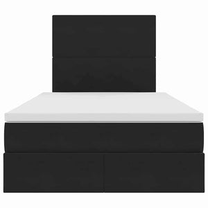 Förvaringssäng med LED med madrass Svart 120 x 200 cm Sammet