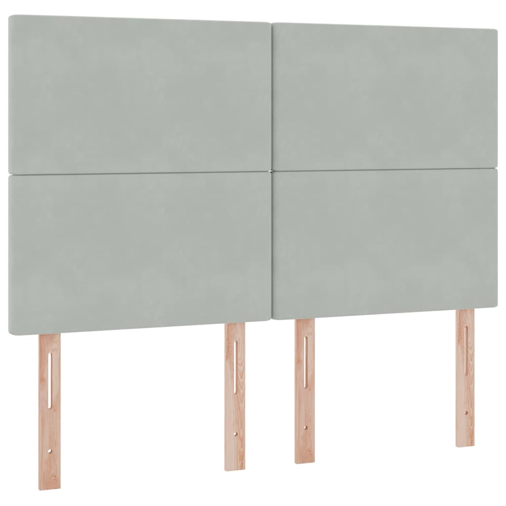 Förvaringssäng med LED med madrass Ljusgrå 140 x 190 cm Sammet