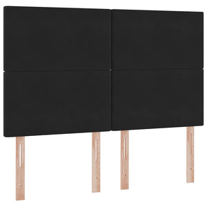 Förvaringssäng med LED med madrass Svart 140 x 190 cm Sammet