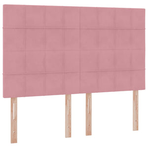 Förvaringssäng med LED med madrass Rosa 140 x 200 cm Sammet