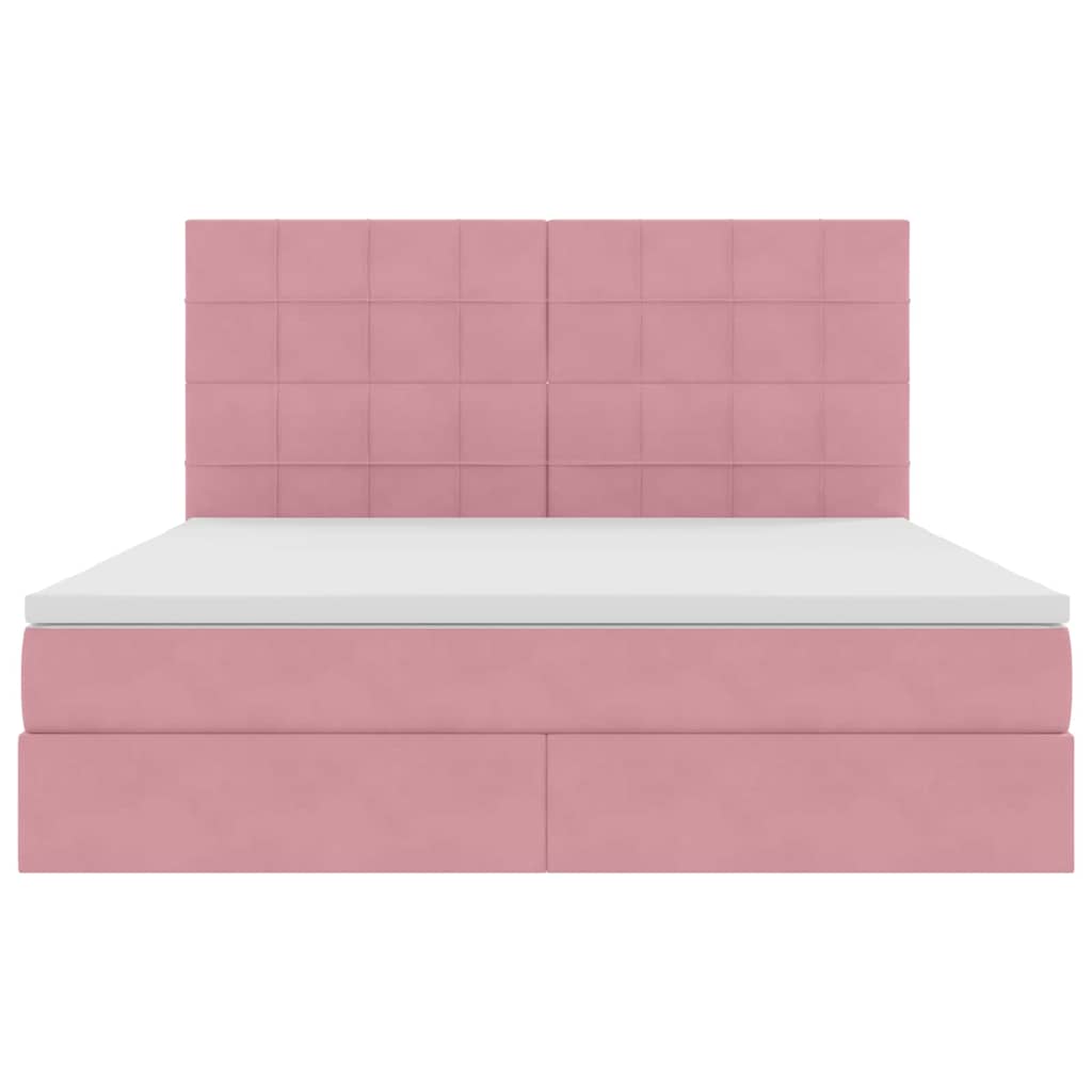 Förvaringssäng med LED med madrass Rosa 180 x 200 cm Sammet