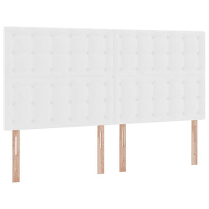 Säng med LED -remsljus med huvudgavel Ren Vit 200 x 200 cm PVC