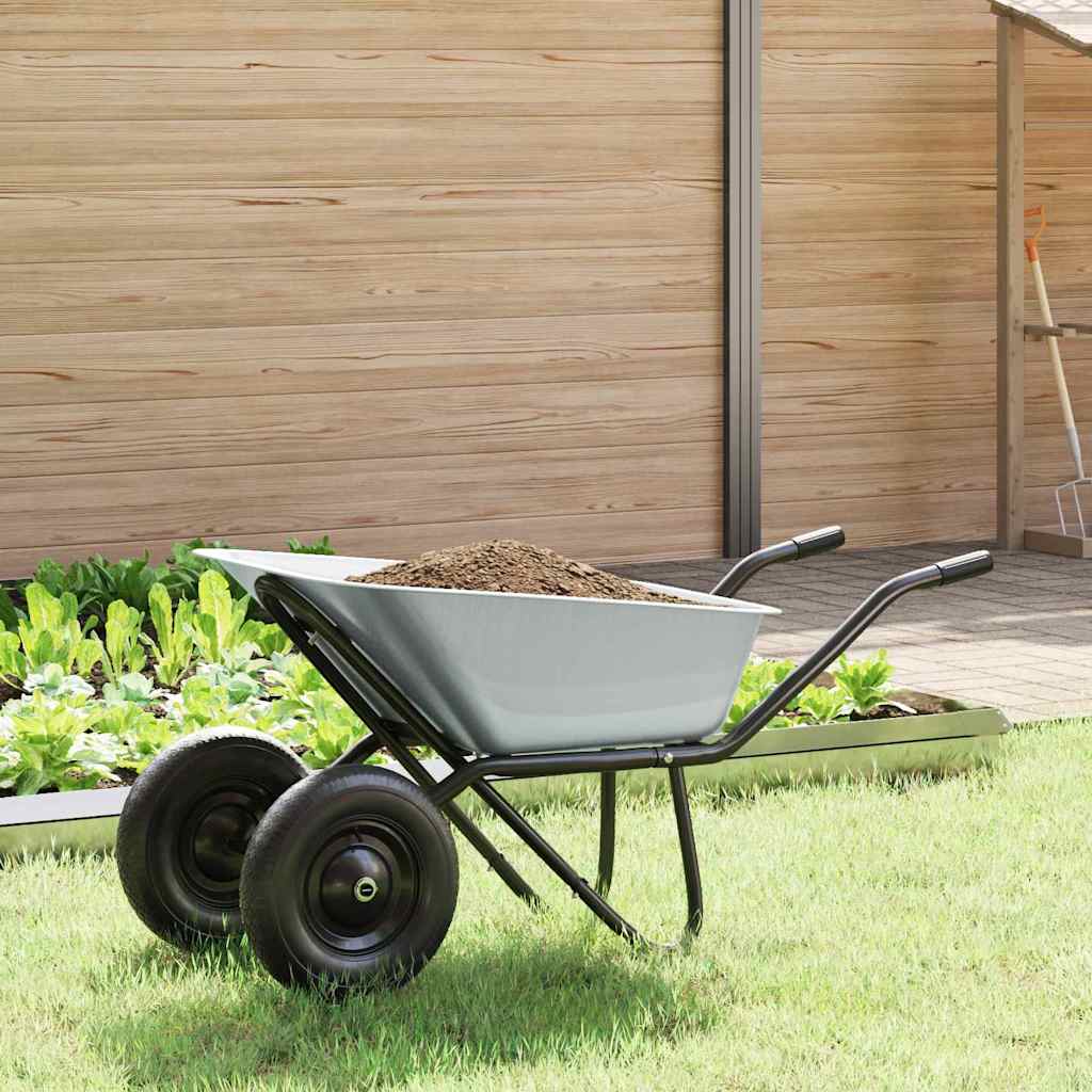 Vagn Silver och svart 100 L 180 kg Galvaniserat stål