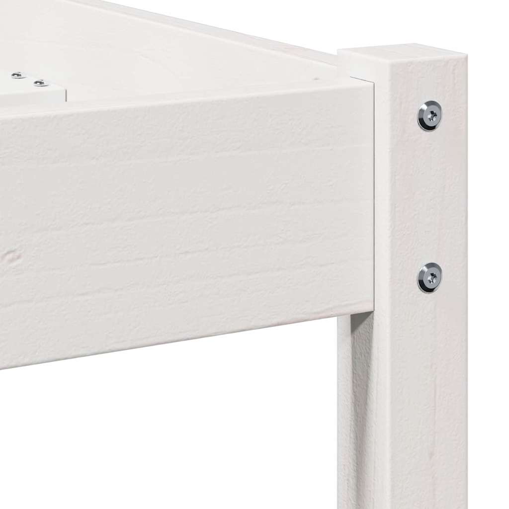 Sängram med huvudgavel Vit 208.6 x 157.6 x 69.4 cm Massiv furu