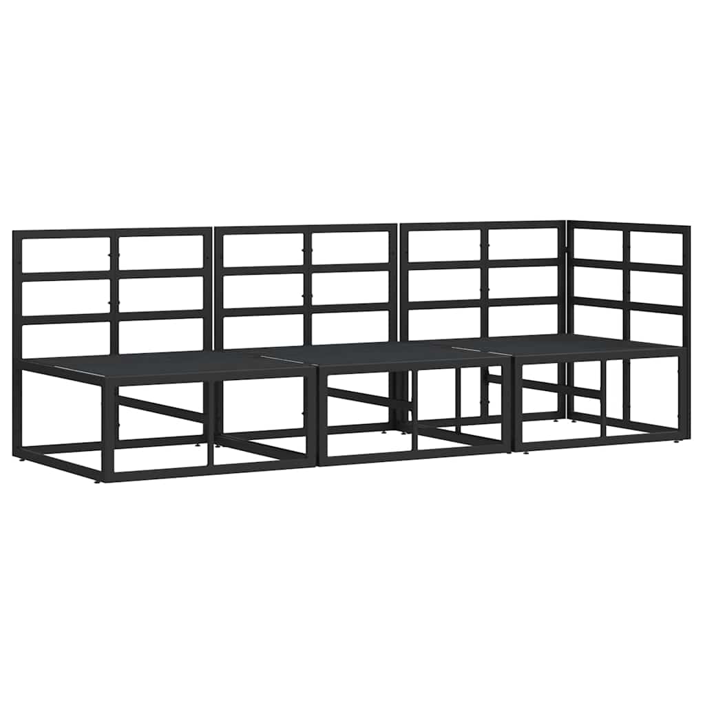 Utomhus Möbler med kudde med kudde 3 pcs Svart Metall