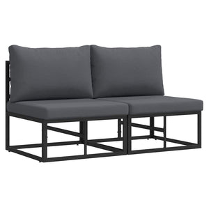 Utomhus Möbler med kudde 2 pcs Svart 70 x 71.5 x 32 cm Metall