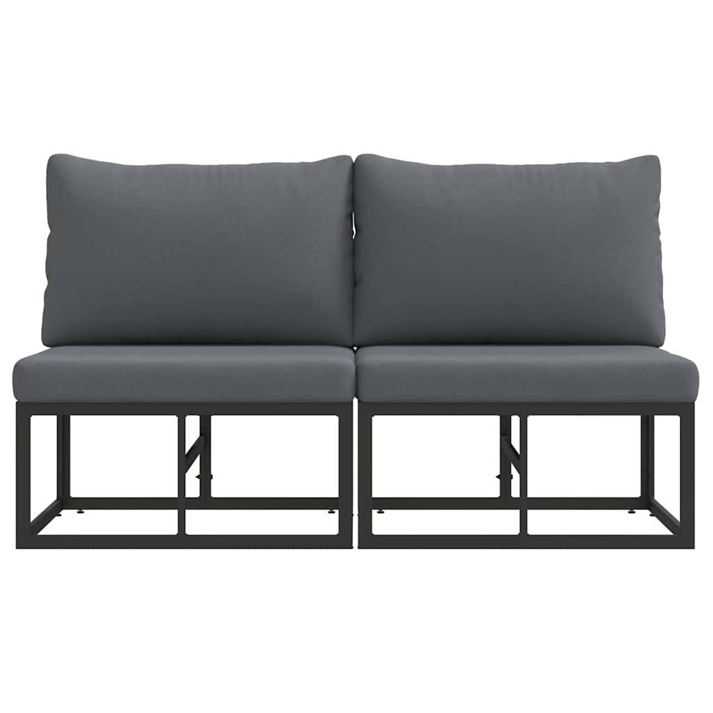 Utomhus Möbler med kudde 2 pcs Svart 70 x 71.5 x 32 cm Metall
