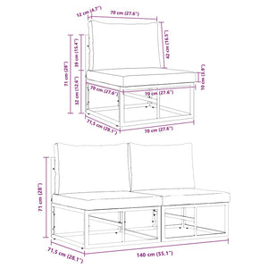 Utomhus Möbler med kudde 2 pcs Svart 70 x 71.5 x 32 cm Metall