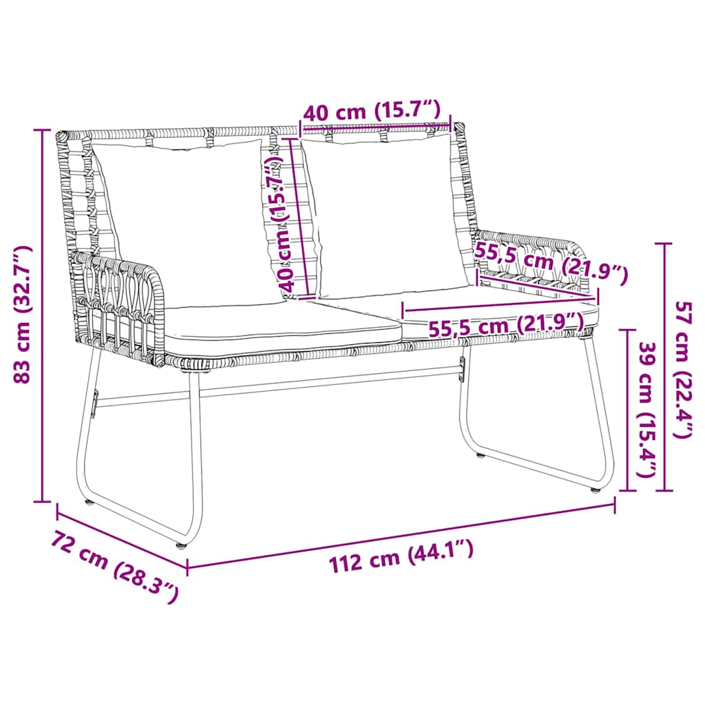 Trädgårdsbänk Brun och Kräm konstrotting