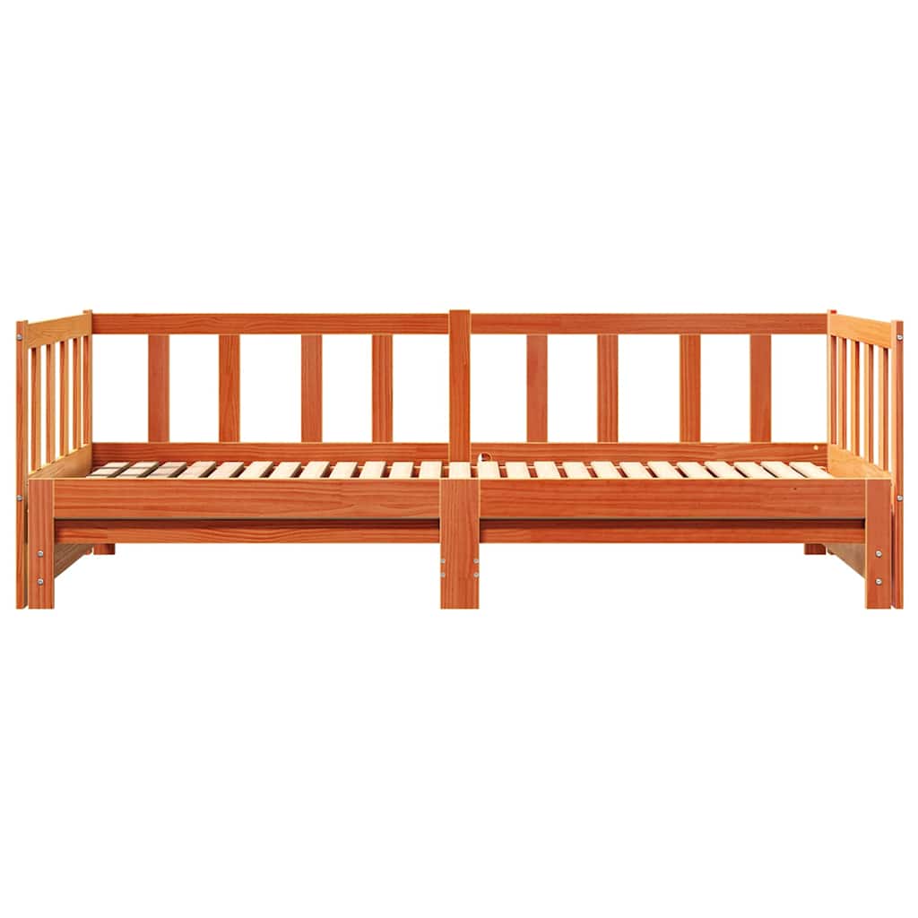 Dagbädd med utdragssäng Vaxbrun 203,5 x 184 x 66 cm