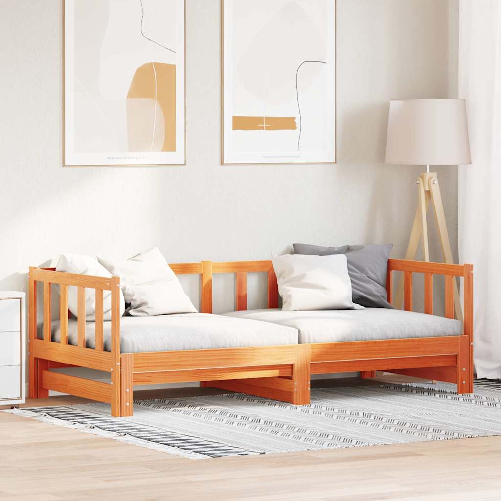 Utdragbar Dagbädd Vaxbrun 193.5 x 184 x 66 cm Massiv furu