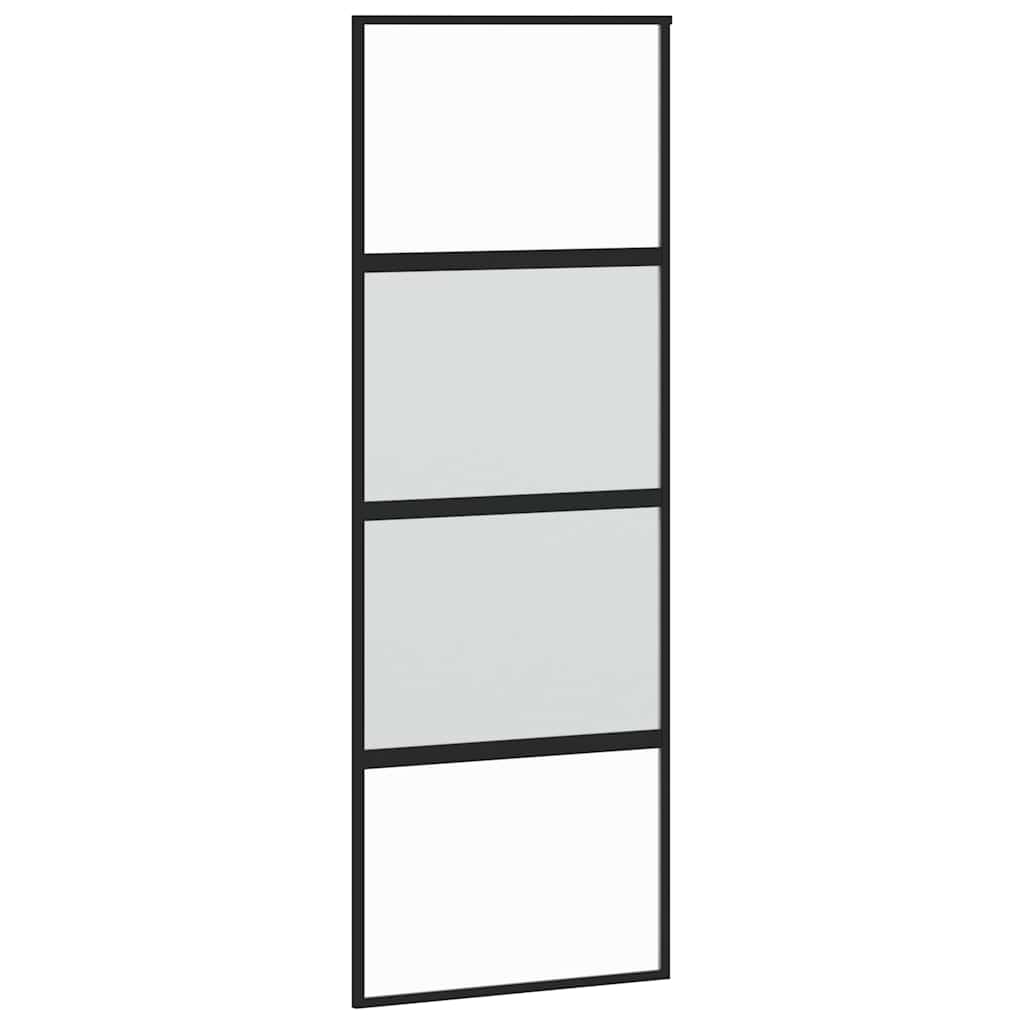 Skjutdörr med beslag svart 76x205 cm härdat glas