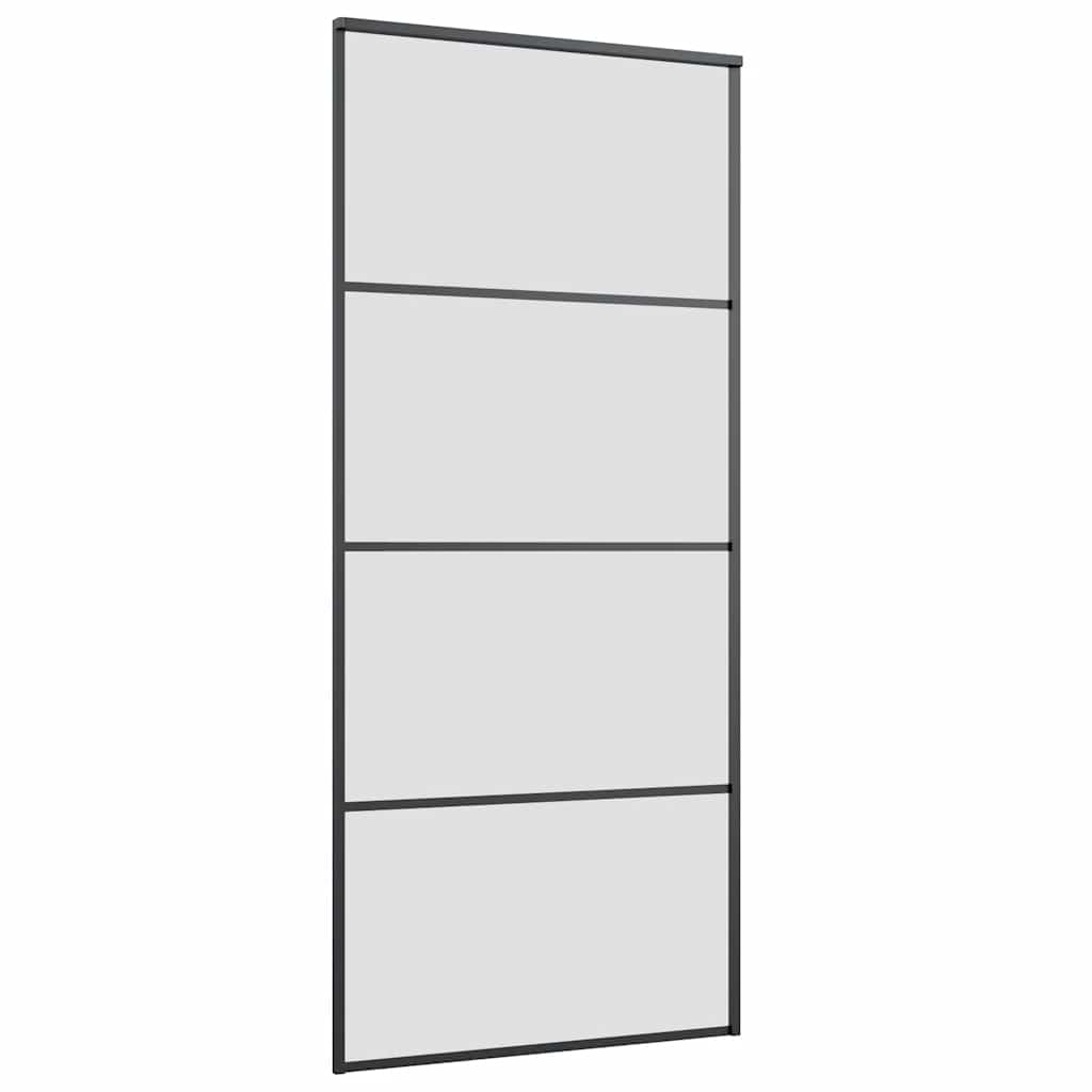 Skjutdörr med beslag svart 90x205 cm ESG-glas