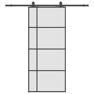 Skjutdörr med beslag svart 90x205 cm ESG-glas